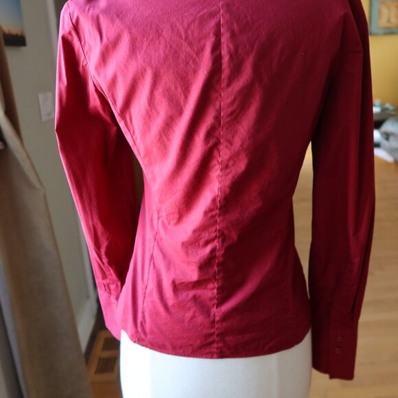 Hugo Boss button front long sleeve red blouse size 34 cotton blend womens - Picture 4 of 14